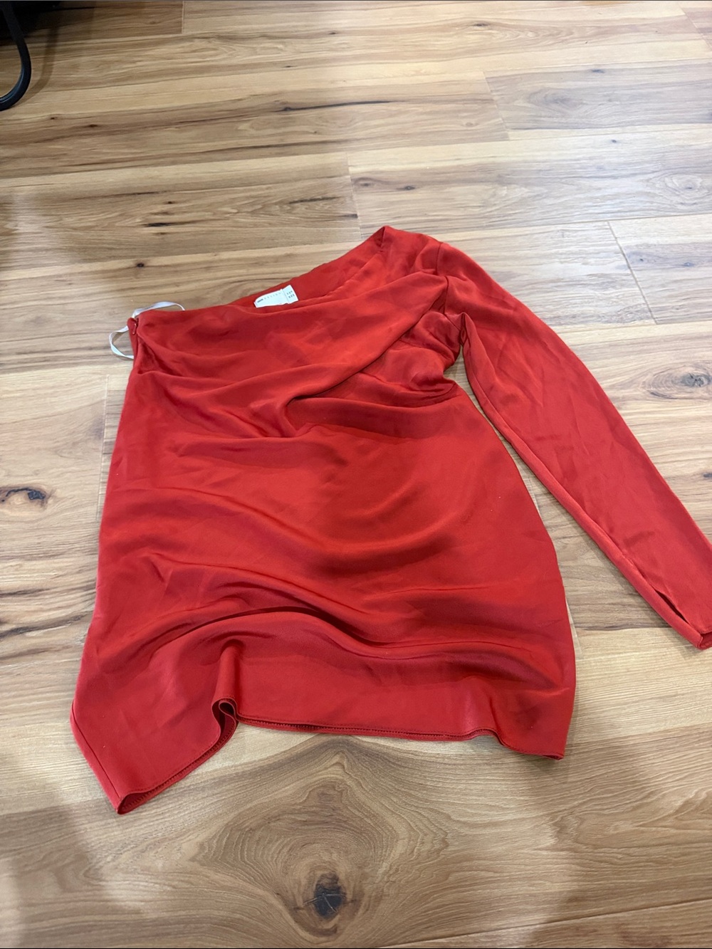 ASOS One-Shoulder Long Sleeve Dress in Red